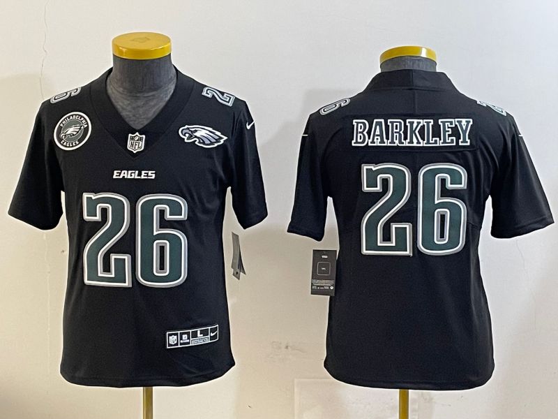 Youth Philadelphia Eagles 26 Barkley Black Fashion 2025 Nike Limited NFL Jersey style 6